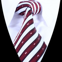 Hedvábná kravata červená bílá LD0708