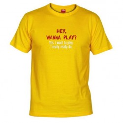 Pánské tričko Hey wanna play žluté