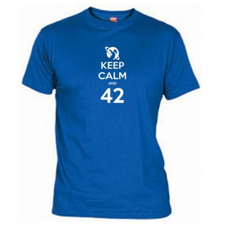 Pánské tričko Keep calm and 42 modré