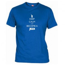 Pánské tričko Keep calm and become a Jedi modré