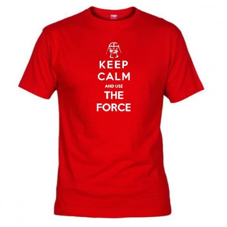 Pánské tričko Keep calm and use the force červené