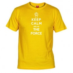 Pánské tričko Keep calm and use the force žluté