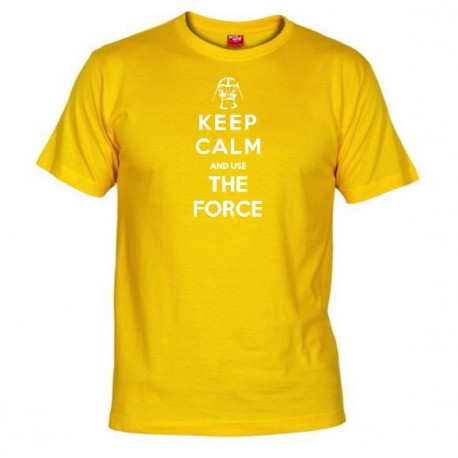 Pánské tričko Keep calm and use the force žluté