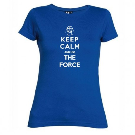 Dámské tričko Keep calm and use the force modré