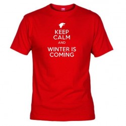 Pánské tričko Keep calm and winter is comming červené