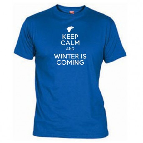 Pánské tričko Keep calm and winter is comming modré