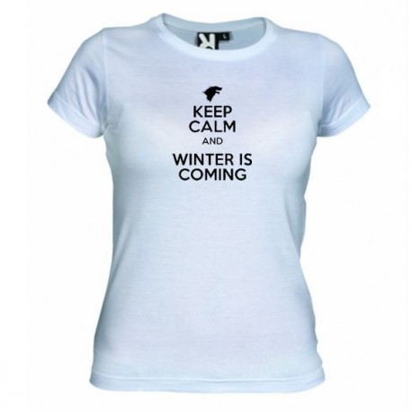 Dámské tričko Keep calm and winter is comming bílé